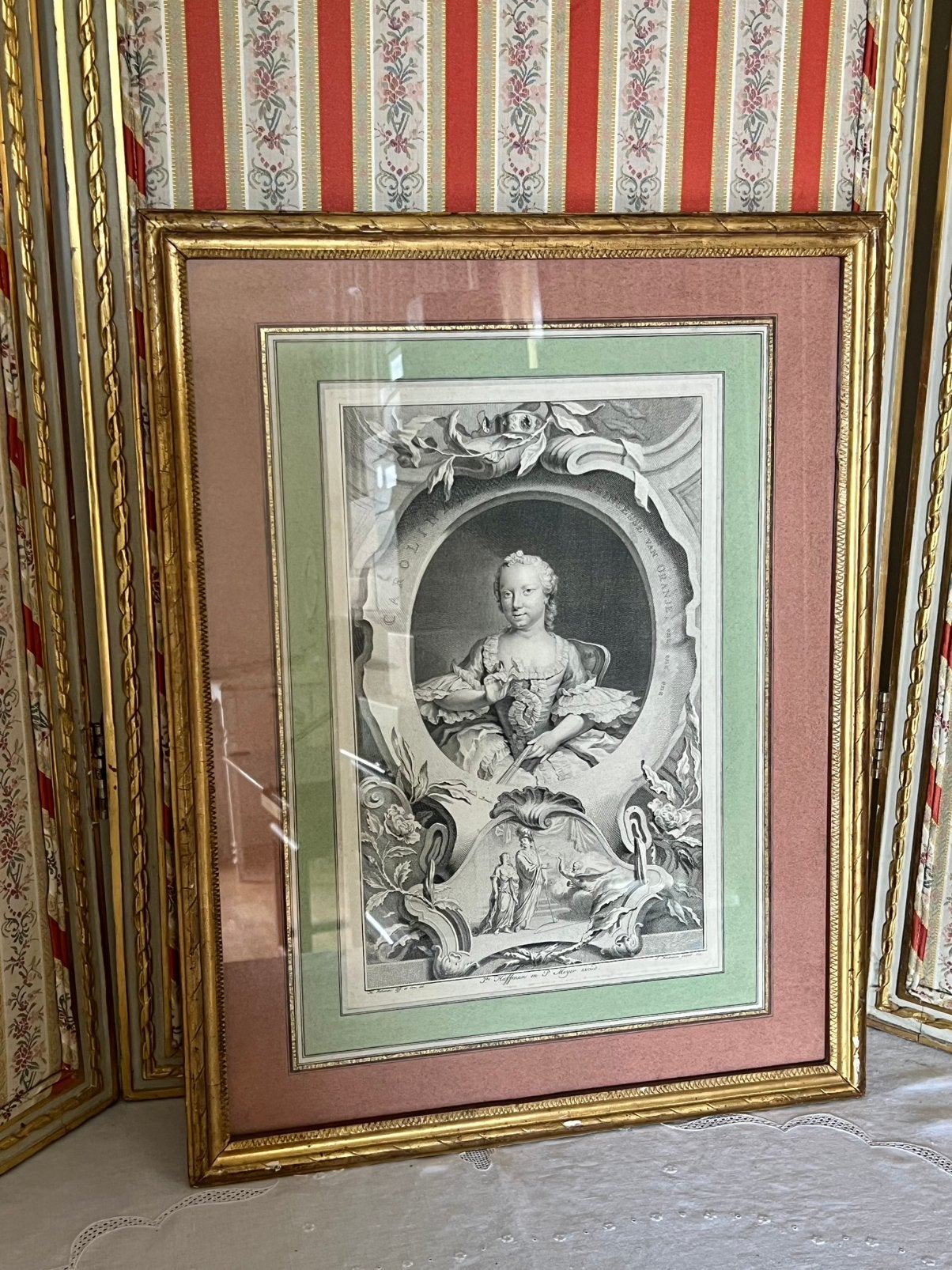 Mooie oude prent met prinses Carolina van Oranje Nassau, Antiek en Kunst, Kunst | Etsen en Gravures, Ophalen of Verzenden, Portret