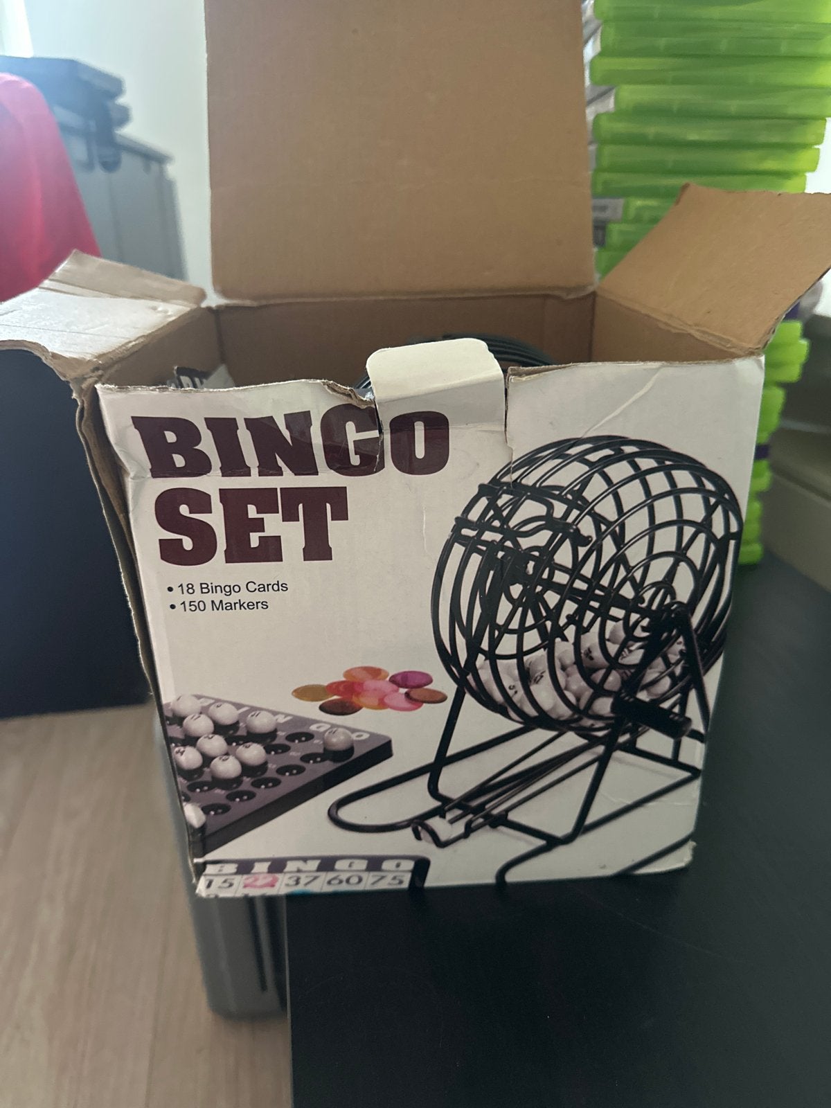 Bingo Set - Compleet met kaarten en markers, Drie of vier spelers, Ophalen, Gebruikt