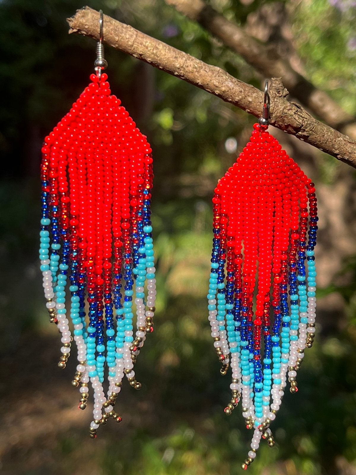 Mooie fringe oorbellen uit Ecuador - kraaltjes - NIEUW!, Overige materialen, Hangers, Nieuw, Ophalen of Verzenden
