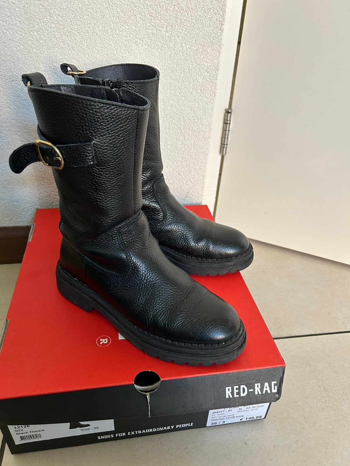 Zwart leder red rag merk laarzennmaat 36, Ophalen of Verzenden, Zo goed als nieuw, Zwart