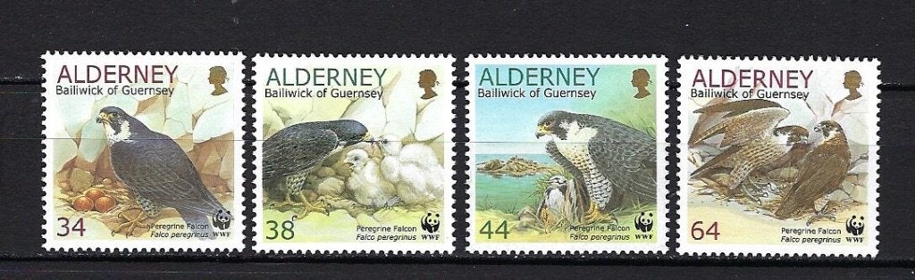 WWF Alderney Mi. 147/150 Postfris (Valk), Ophalen of Verzenden, Postfris, Dier of Natuur