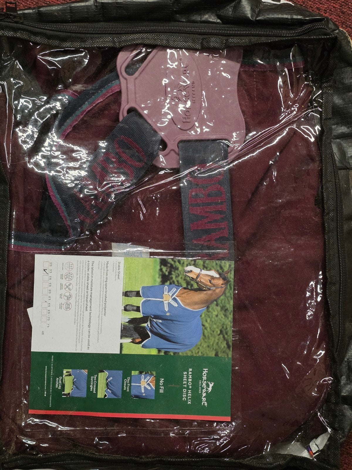 Rambo Helix sheet Burgundy  5'3 - 110/160 z.g.a.n., Ophalen of Verzenden, Zo goed als nieuw, Pony (P), Rambo