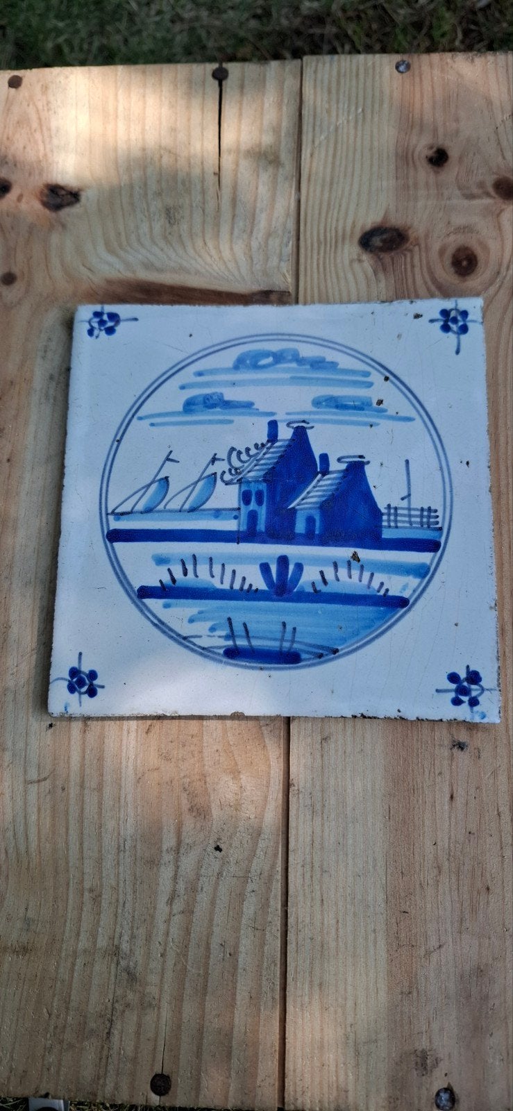 2 antieke tegel Makkum of Harlingen rond 1850, Ophalen of Verzenden