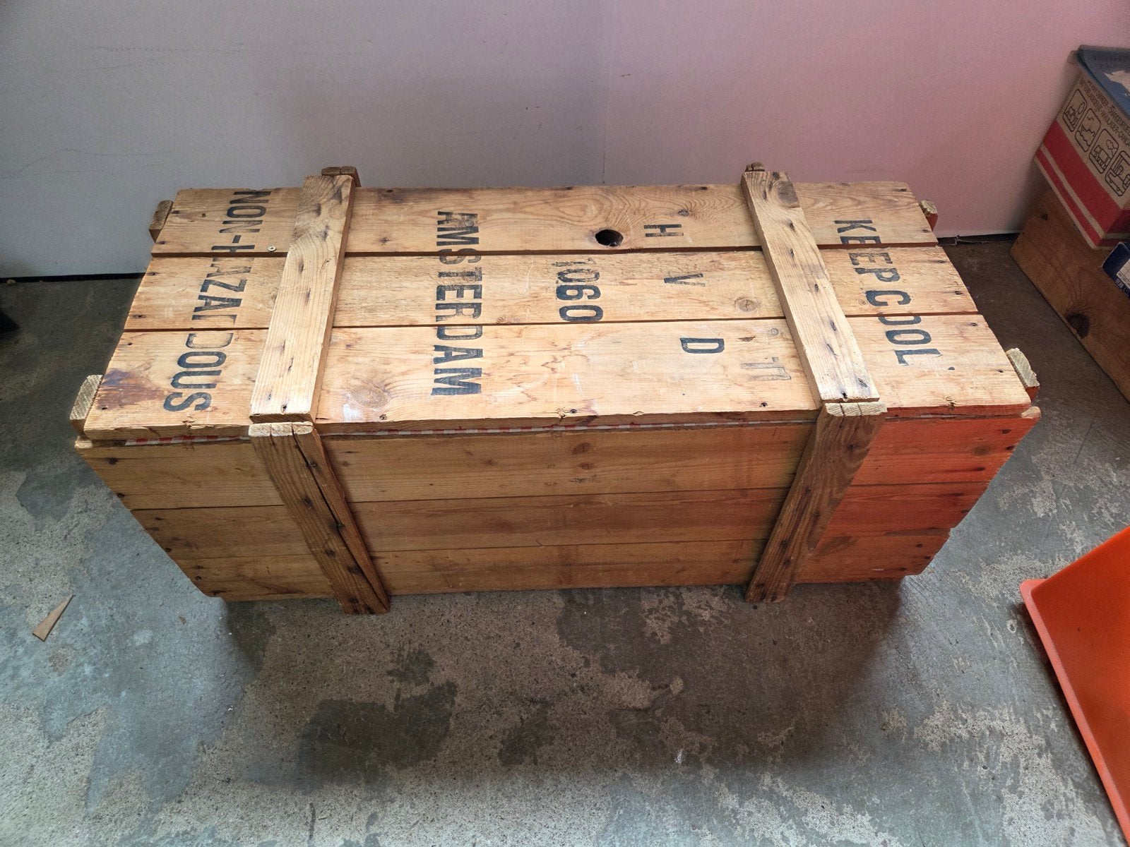 Retro oude kist Amsterdam verzenden mogelijk, Ophalen of Verzenden, 50 tot 100 cm, Minder dan 50 cm, Minder dan 50 cm