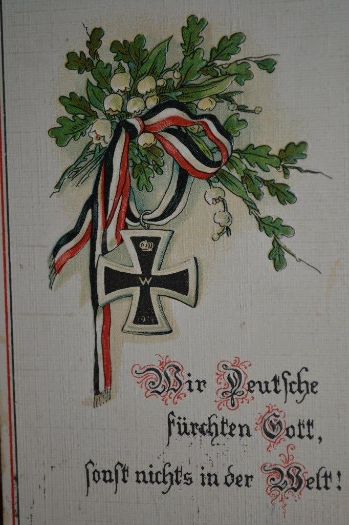 DUITSLAND WW1 VELDPOST 1916 MET SPREUK IN RELIEF, Ophalen of Verzenden, Voor 1920, Gelopen, Sterren en Beroemdheden