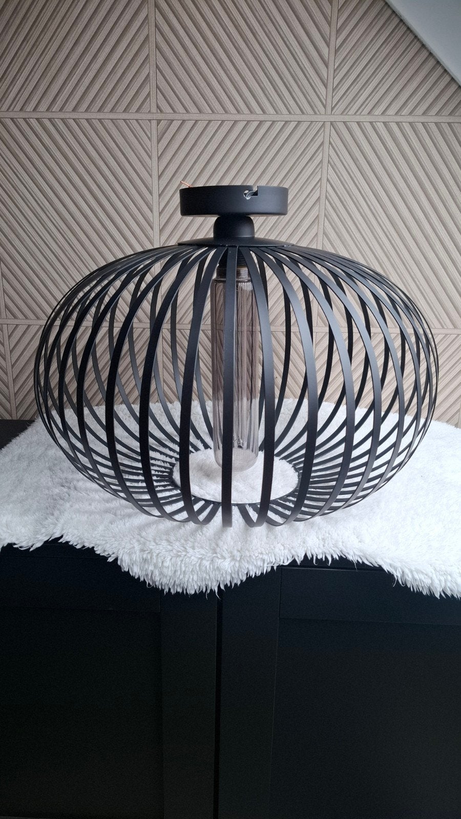 Plafonniere Lido large black. Metaal rond., Ophalen of Verzenden, Zo goed als nieuw, Metaal, Minder dan 50 cm
