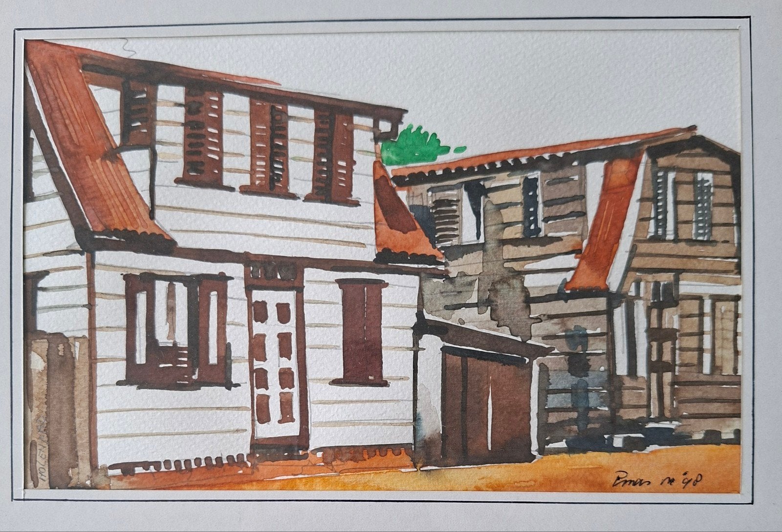 Marcel Pinas Aquarel Molenpad 1998, Ophalen of Verzenden
