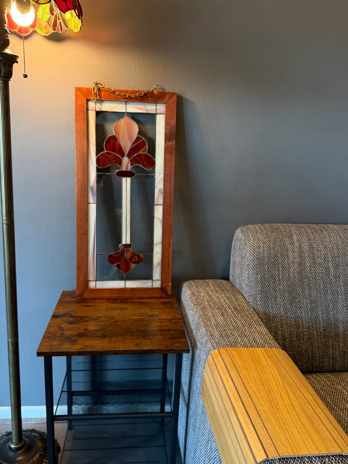 Prachtig glas-in-lood raamhanger met Fleur-de-lis, Ophalen of Verzenden