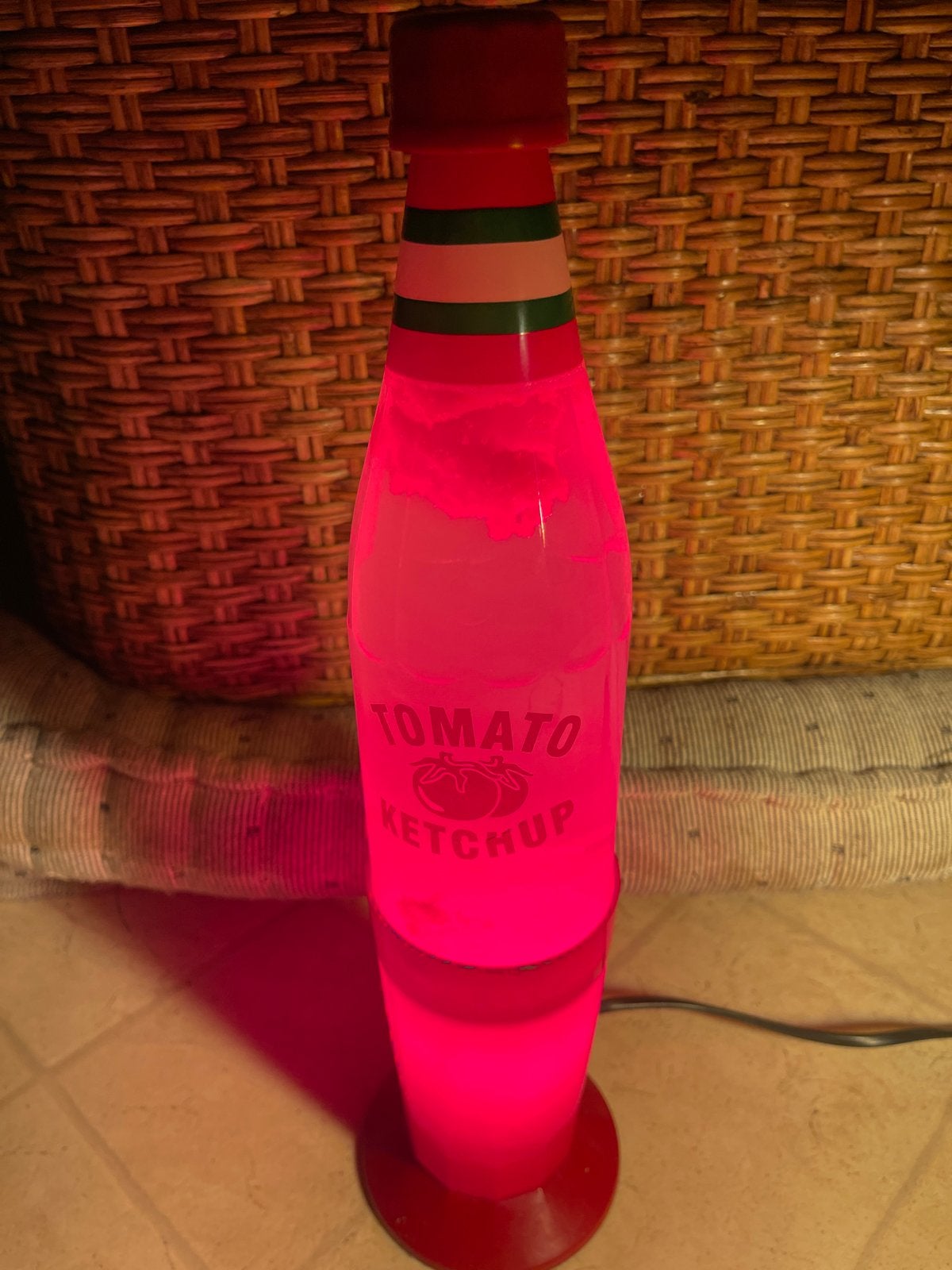Vintage Ketchup Fles Lava Lamp - Unieke Sfeerverlichting, Huis en Inrichting, Lampen | Overige, Overige merken, Gebruikt, Kunststof