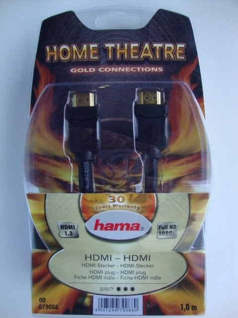 HAMA HDMI KABEL 1 M FULL HD HIGH SPEED GOLD CON. HDTV TV, Ophalen of Verzenden, Nieuw, Minder dan 2 meter, HDMI-kabel