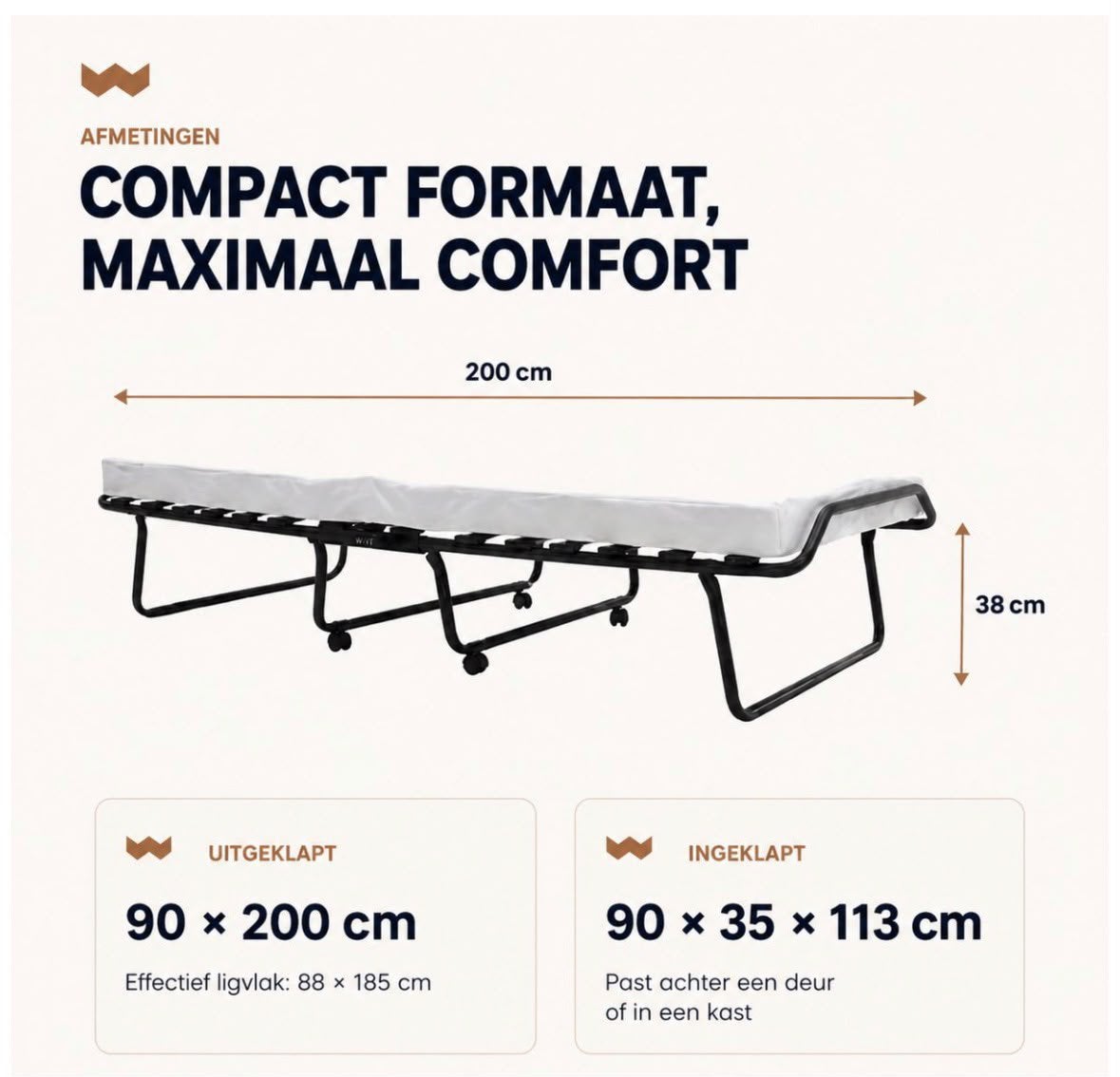 Troonz opklapbed one Deluxe 90x200 logeerbed incl matras, Ophalen, 90 cm, Eenpersoons, Zo goed als nieuw