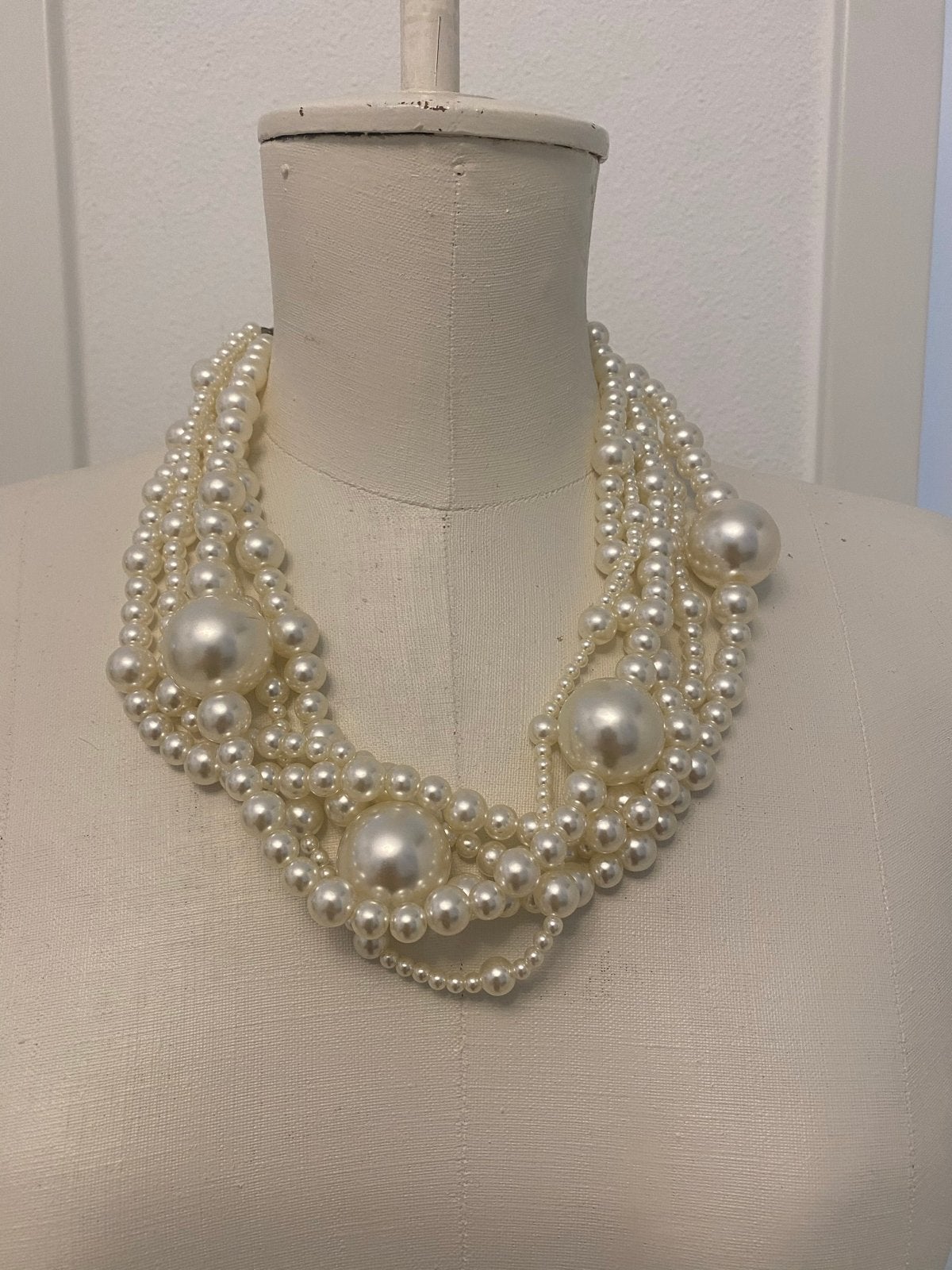 Statement Parel Ketting - Elegante Multilayer Design, Sieraden, Tassen en Uiterlijk, Kettingen, Kunststof, Verstelbaar, Wit, Nieuw