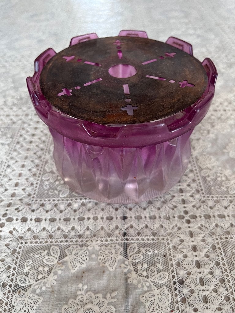 Brocante geperst glas theelicht houder, Antiek en Kunst, Ophalen of Verzenden