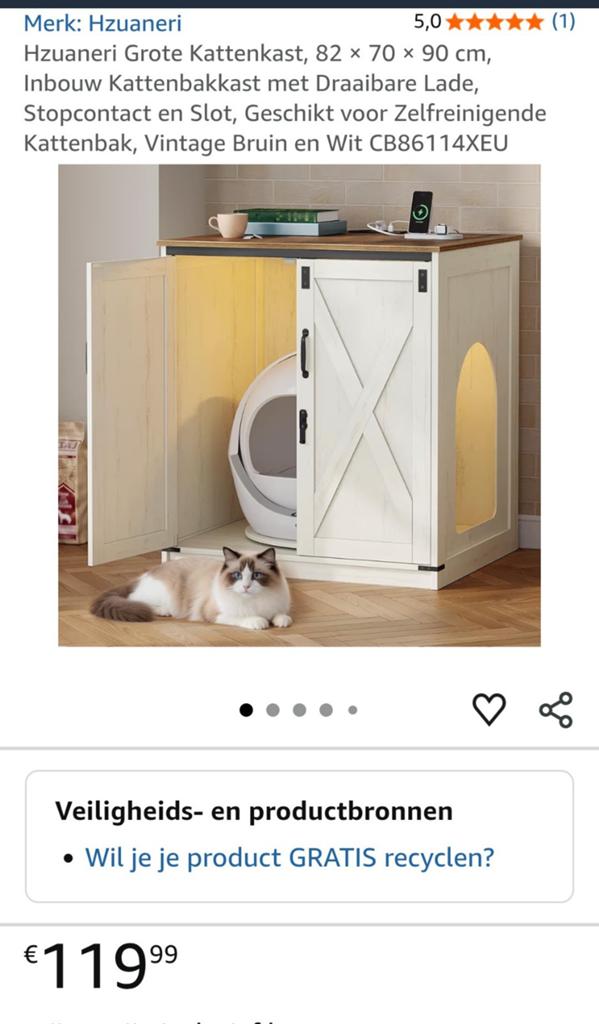 Nieuw in de doos kast voor kattenbak, Ophalen of Verzenden, Nieuw