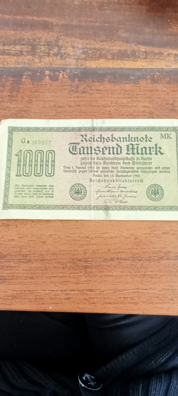 1000 Mark biljet uit 1922 - Duitsland, Postzegels en Munten, Bankbiljetten | Europa | Eurobiljetten, Ophalen of Verzenden, Duitsland