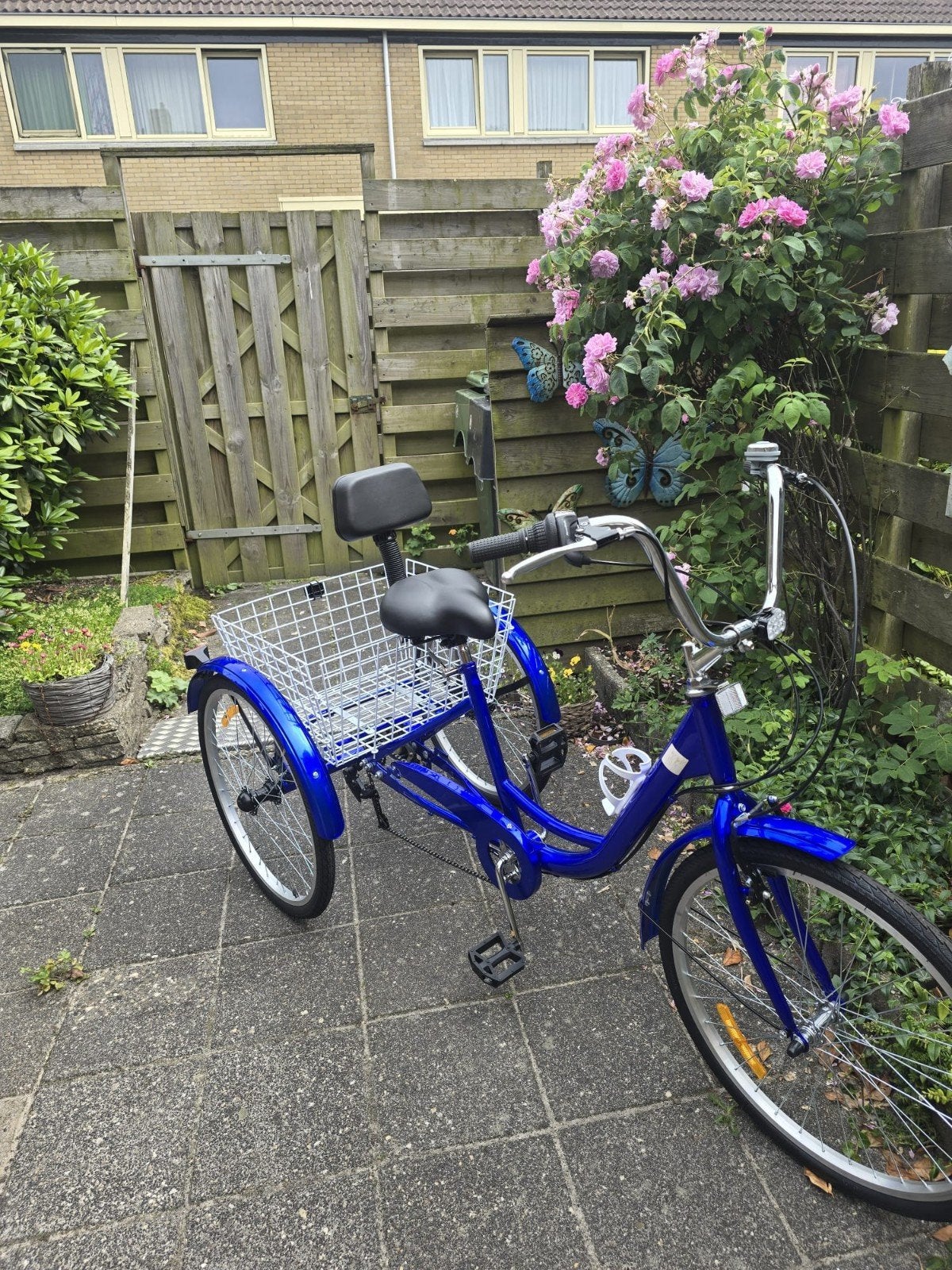 Nieuwe blauwe driewieler met rugleuning en mand, Fietsen en Brommers, Fietsen | Driewielfietsen, Ophalen, Nieuw, Trommelrem, Temu