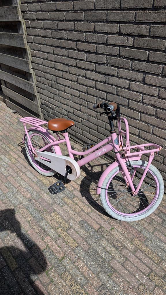 Roze kinderfiets Liberty met voordrager, Ophalen of Verzenden, Gebruikt, Minder dan 16 inch