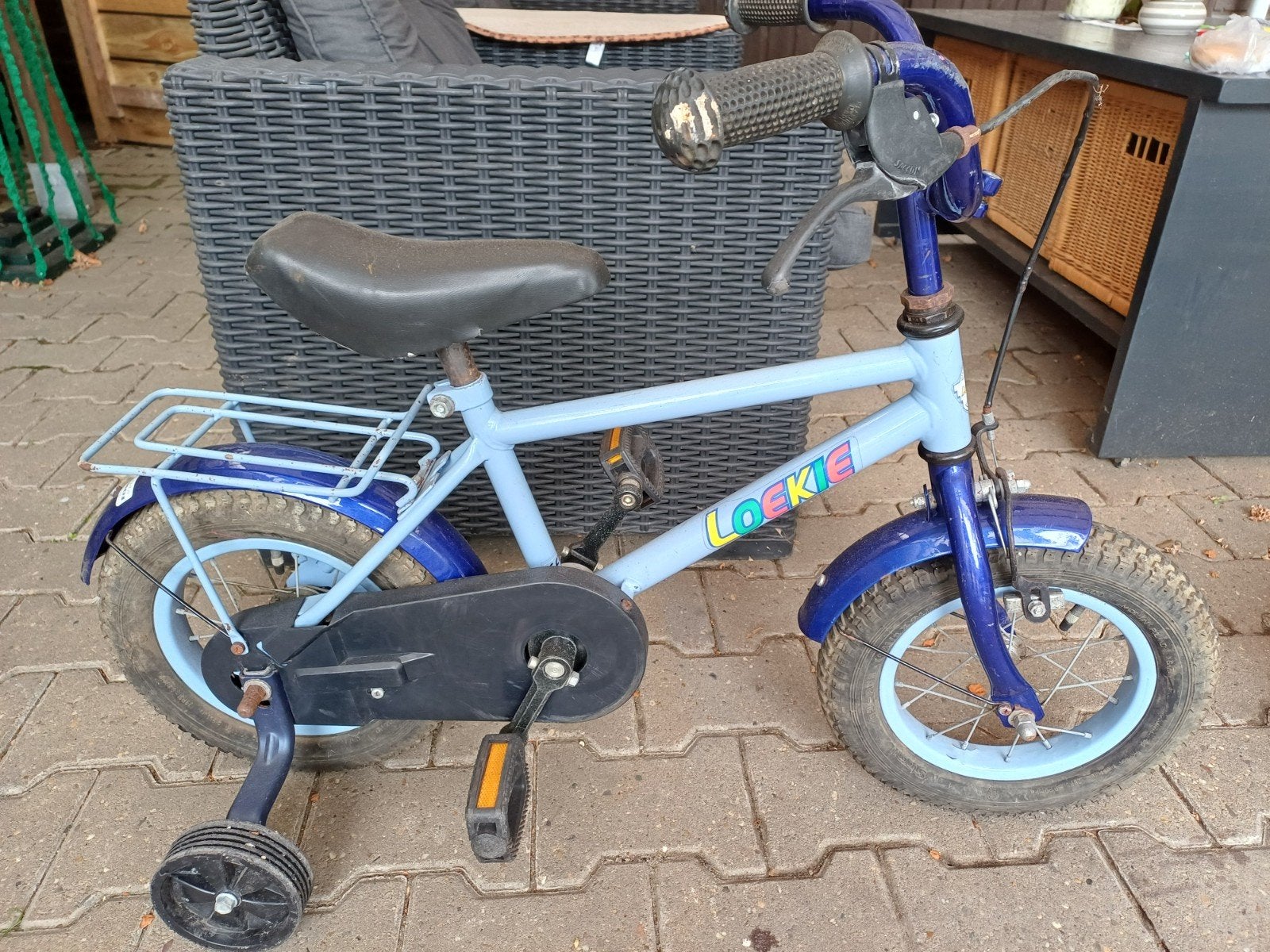 12 inch jongensfiets, Ophalen, Terugtraprem, Zijwieltjes, Gebruikt