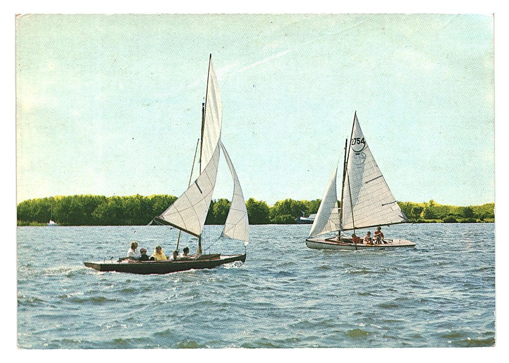 37942 Kager Plassen ZH 1972 zeilboot Postzegel afgeweekt