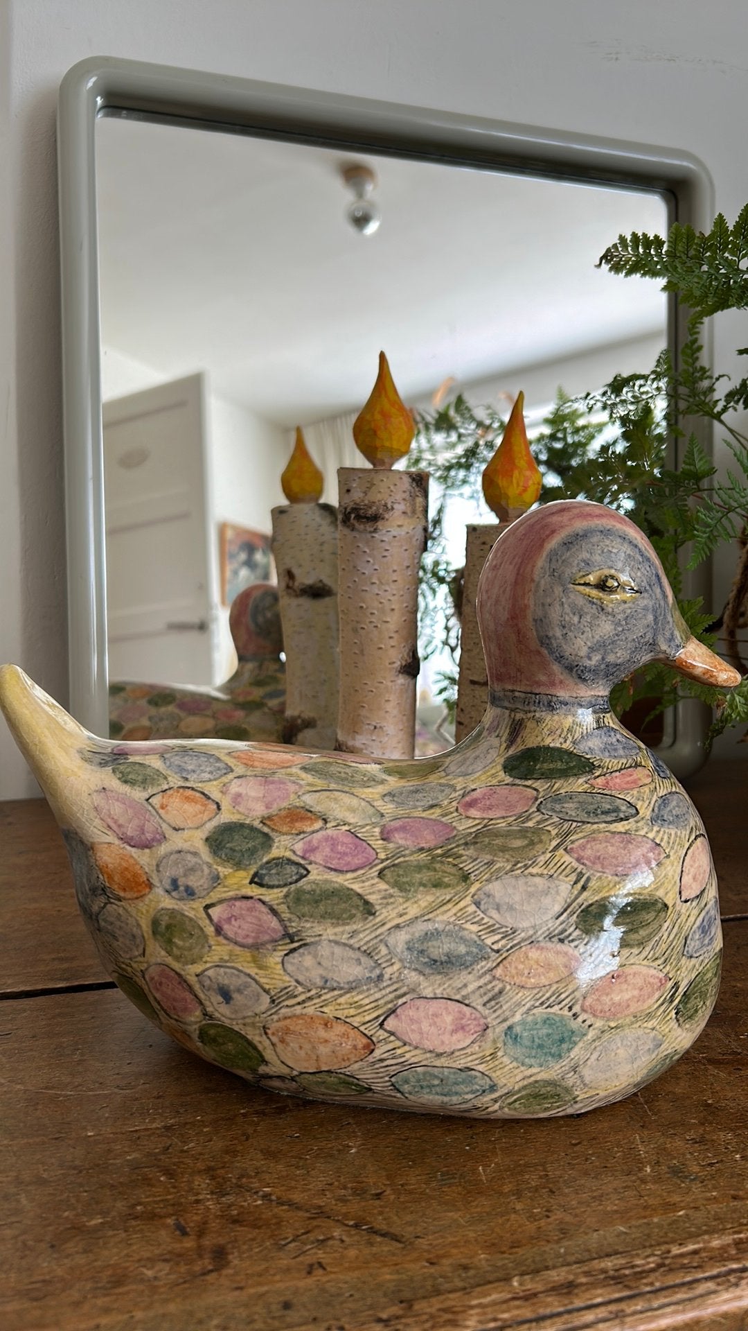 Vintage grote zware studio pottery keramiek eend, Ophalen of Verzenden, Gebruikt