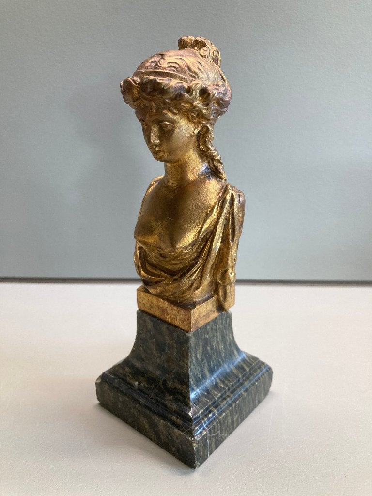 jugendstil bronzen buste van dame antiek, Ophalen of Verzenden
