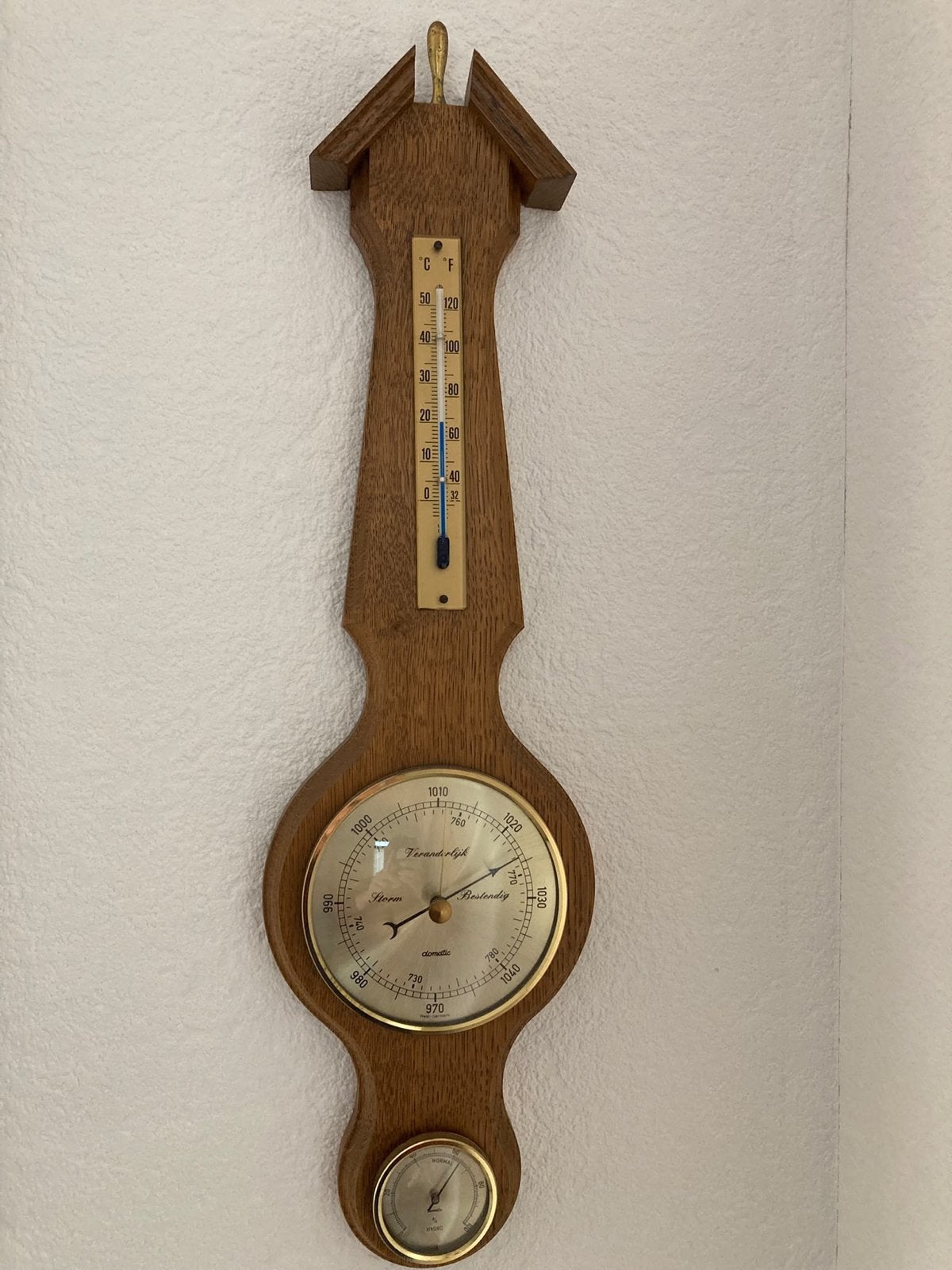 Vintage weerstation met barometer, thermometer en hygrometer, Ophalen, Zo goed als nieuw, Weerstation