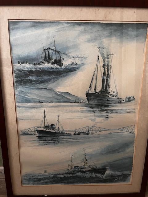 aquarel Ad.M.Oudes, Ophalen, Gebruikt, Oorspronkelijke maker, Schilderij