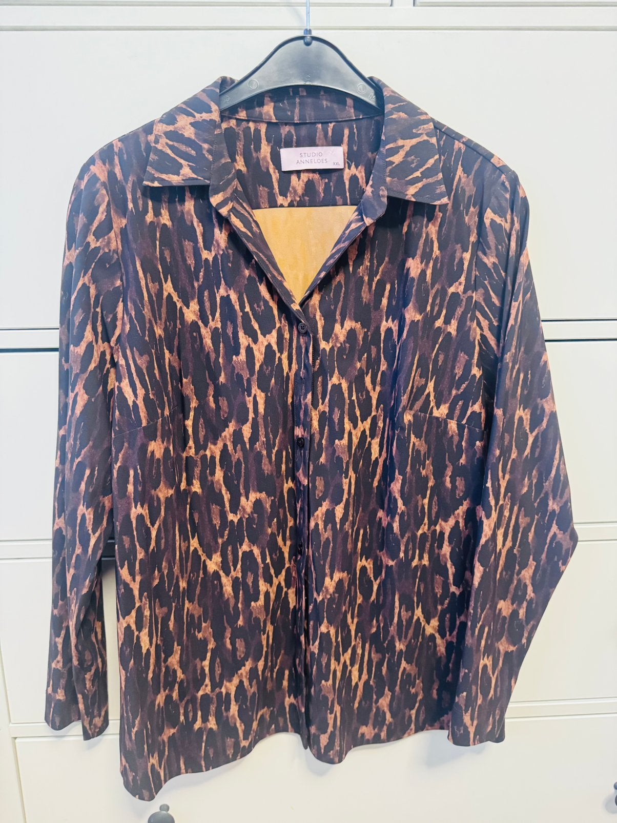 Studio Anneloes blouse met zwart bruine print maat XXL, Kleding | Dames, Verzenden, Nieuw, Maat 46/48 (XL) of groter, Zwart