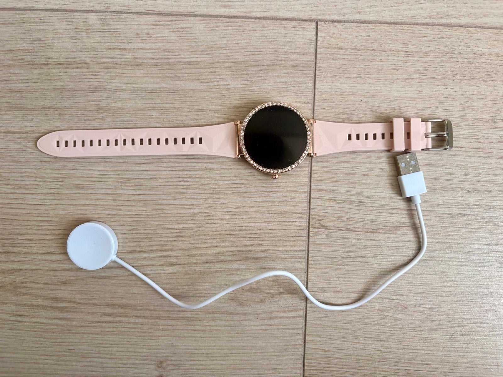 Stijlvolle Roségouden Smartwatch met Roze Bandje, Ophalen of Verzenden, Nieuw, Roze, Android