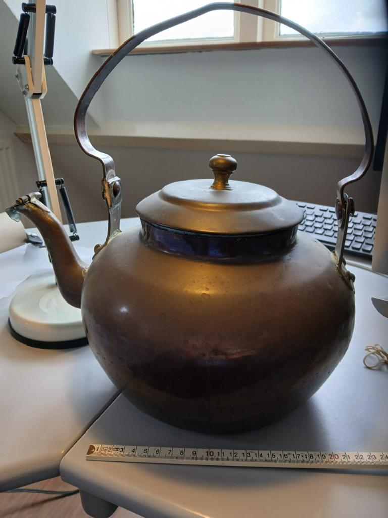 Grote Koperen Pot met Deksel en Handvat - ca. 25x21 cm, Antiek en Kunst, Antiek | Koper en Brons, Ophalen of Verzenden