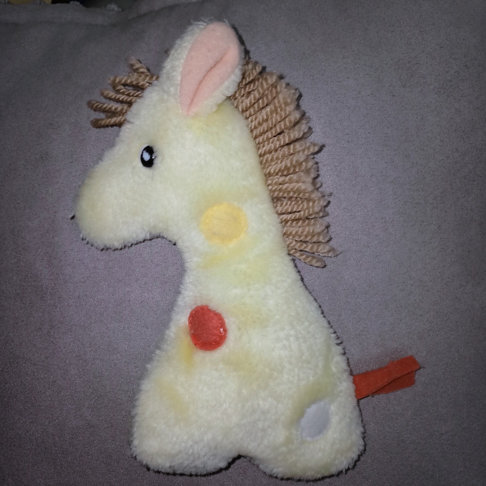 Vintage giraf / giraffe knuffel met pieper., Met geluid, Gebruikt, Giraf, Geel