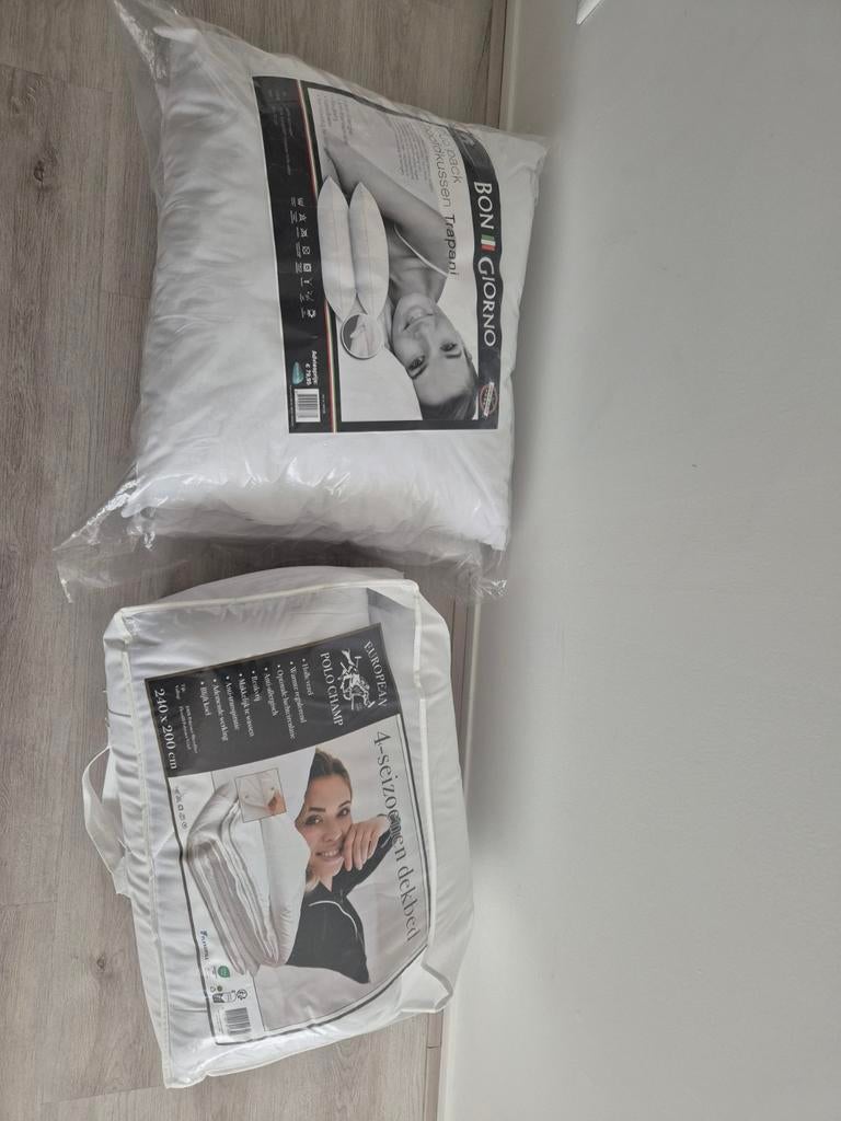 Dekbed 4-seizoens en duo-hoofdkussen, Overige maten, Wit, Nieuw, Ophalen of Verzenden