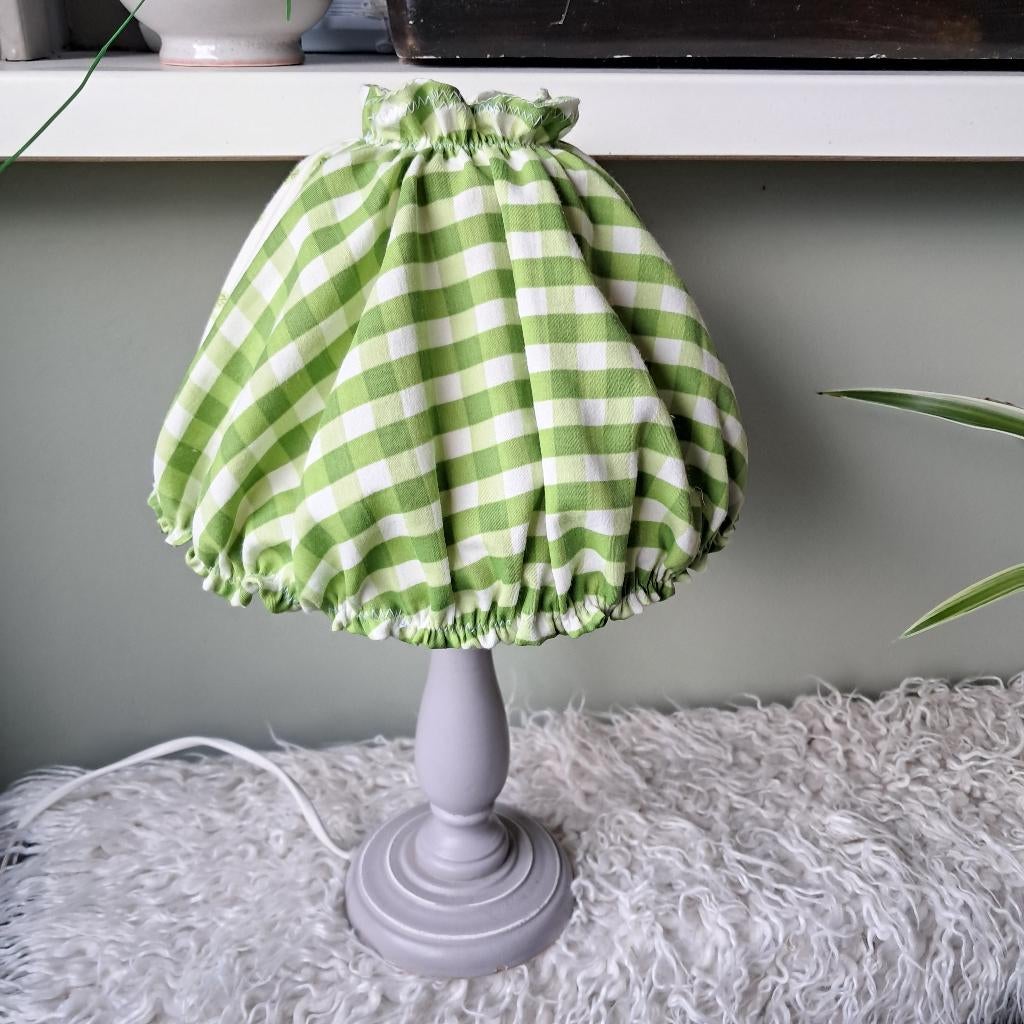 Hoes om over een lampenkap te doen groen wit 2 patronen in 1, Huis en Inrichting, Lampen | Lampenkappen, Overige kleuren, -, Rond