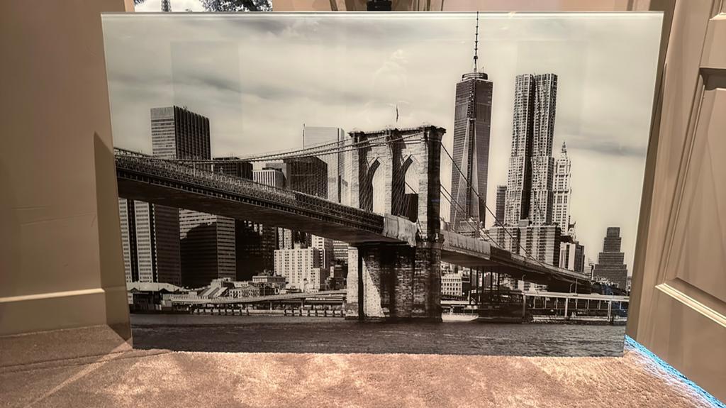 Glasschilderij new york 80x120 zwart wit, Ophalen, Zo goed als nieuw, Schilderij, 75 cm of meer