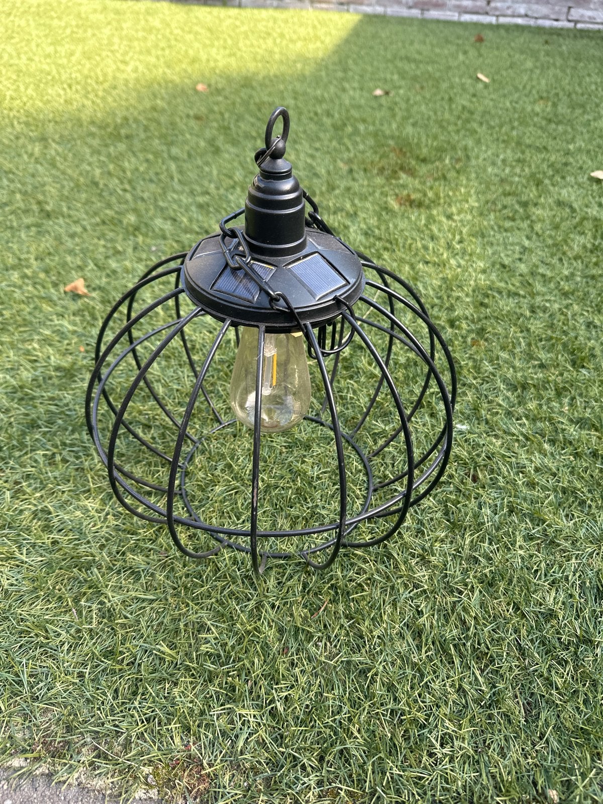Solar buitenlamp met kooi design, Caravans en Kamperen, Ophalen, Zo goed als nieuw