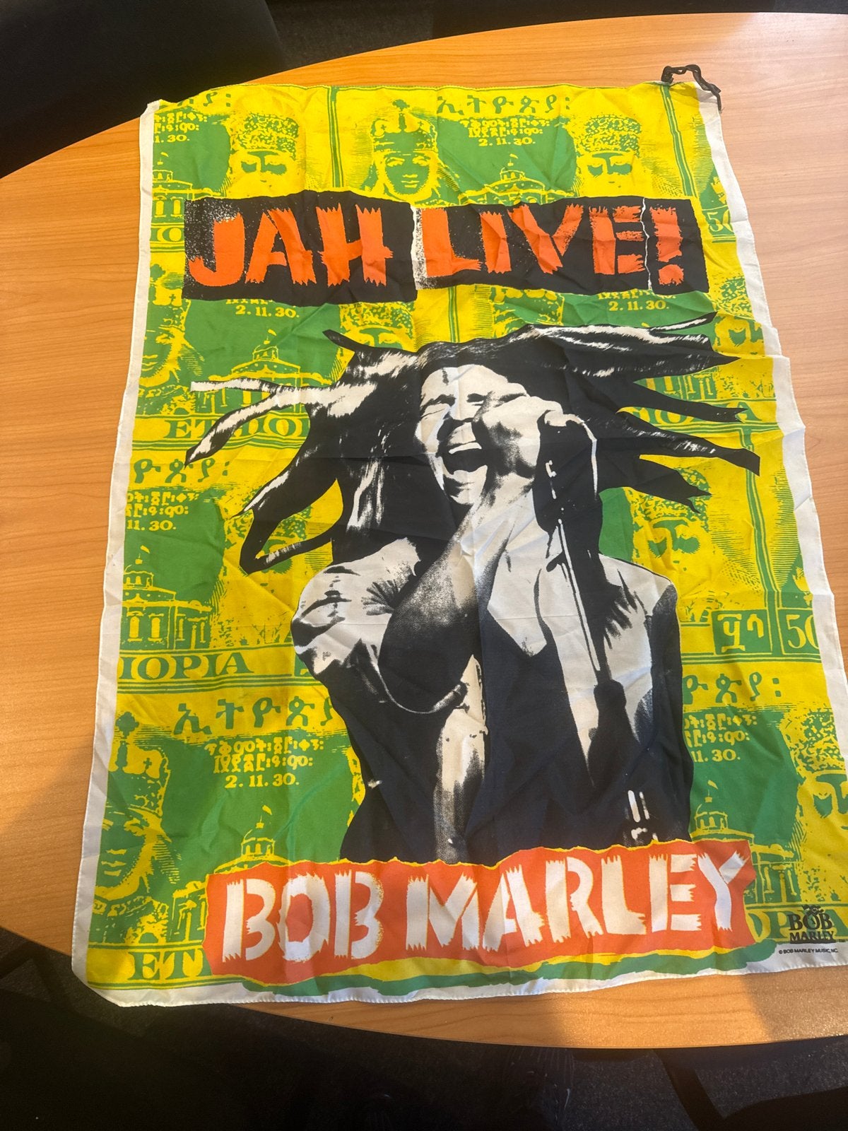 Vintage Bob Marley "Jah Live!" Wandkleed/Vlag, Verzenden, Gebruikt