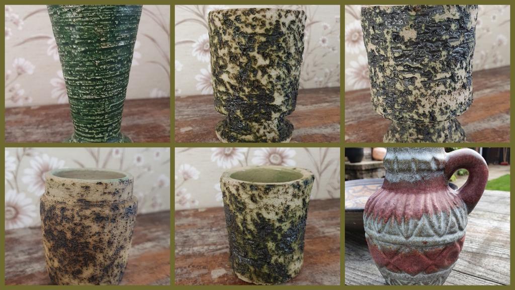 1387 Vintage lava w germany keramiek bloempot vaasje pot, Rond, Ophalen of Verzenden, Aardewerk, Minder dan 40 cm