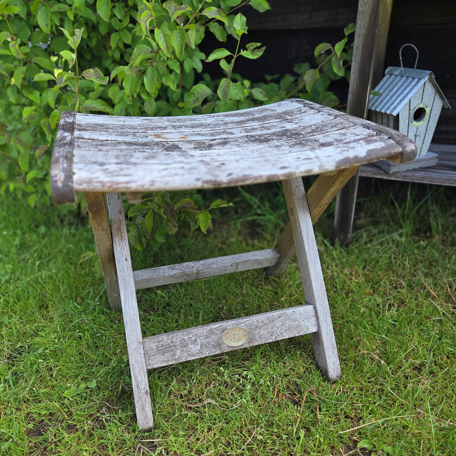 Teakhouten tuinkruk voetenbankje tafeltje, Tuin en Terras, Tuinmeubel-accessoires, Ophalen, Gebruikt