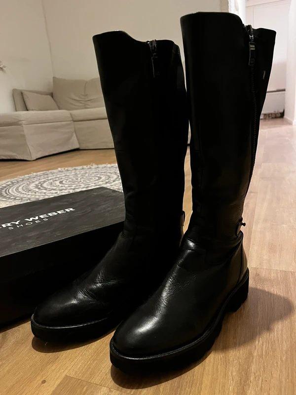 Knee high leather boots, Hoge laarzen, Zwart, Ophalen of Verzenden, Zo goed als nieuw