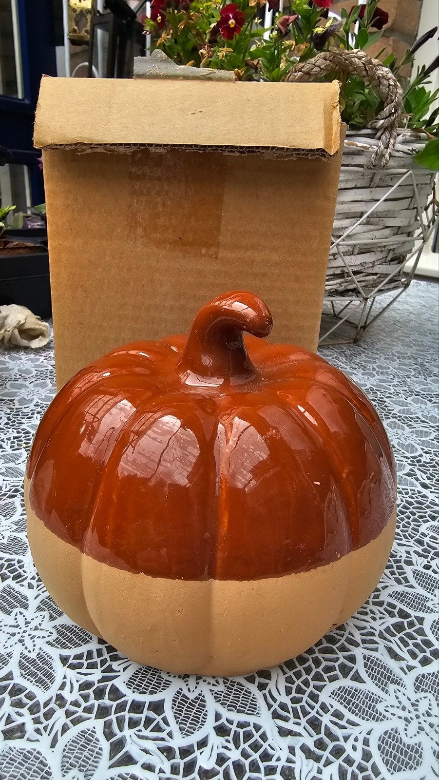 Decoratieve pompoen van keramiek  ,Nieuw- Herfstdecoratie, Ophalen of Verzenden