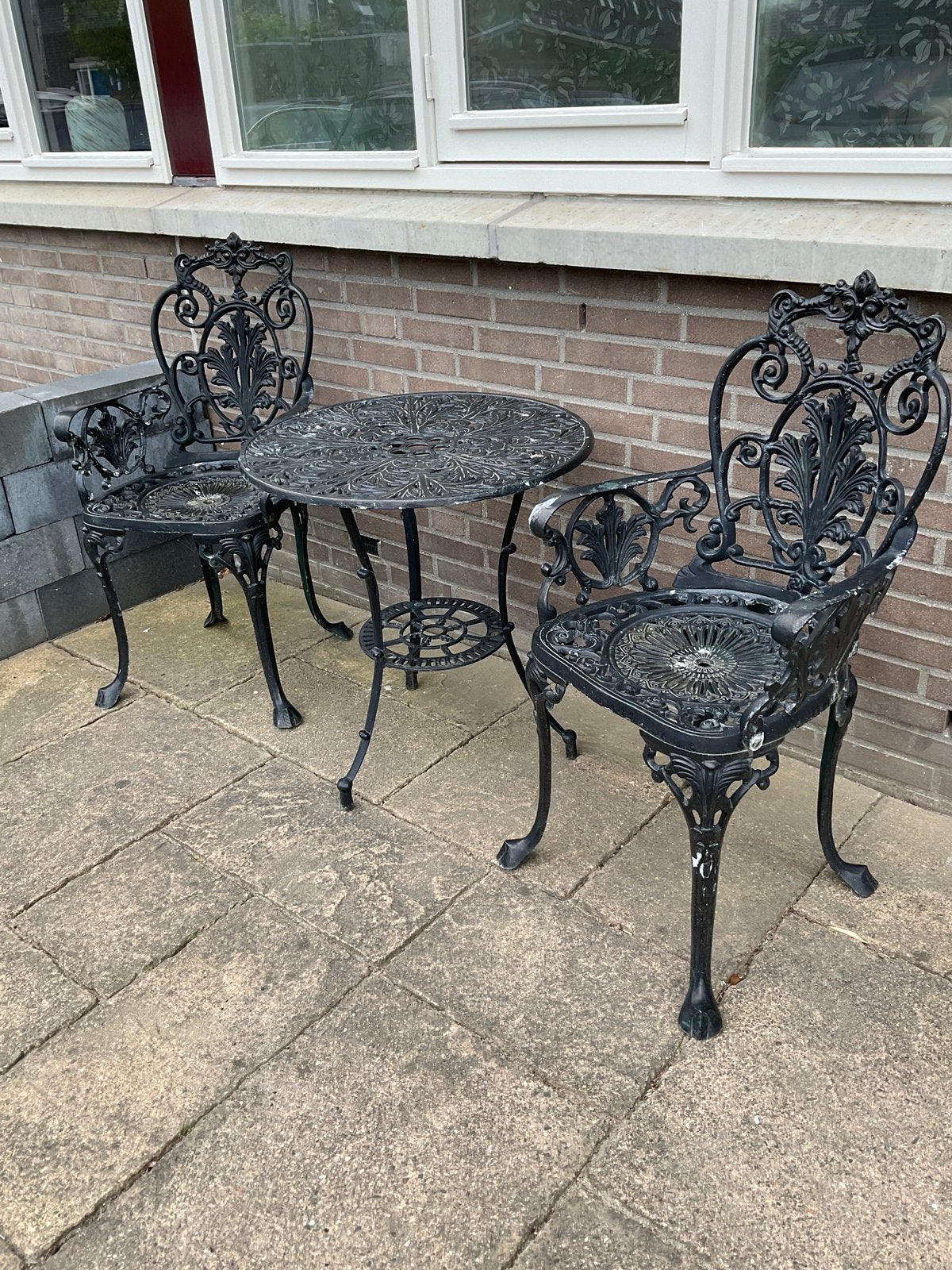 Romantische bistro set, Tuin en Terras, Tuinsets en Loungesets, Ophalen, Gebruikt, 2 zitplaatsen, Tuinset