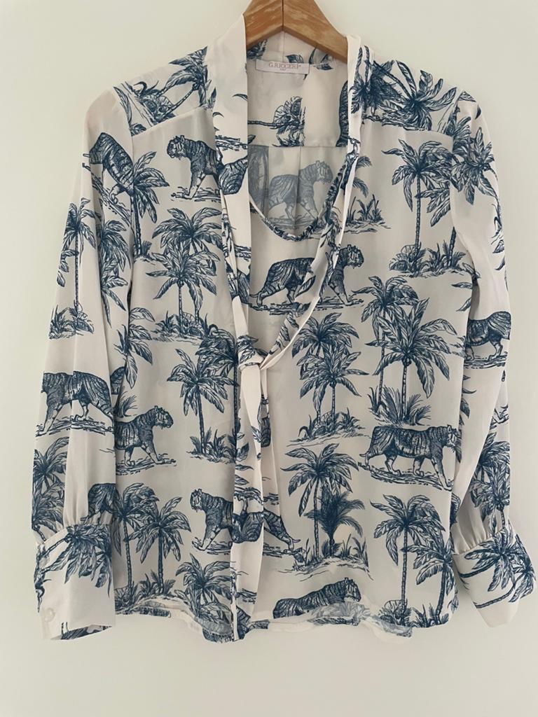 G. Ricceri blouse maat 38, Verzenden, Zo goed als nieuw, Maat 38/40 (M), Blauw