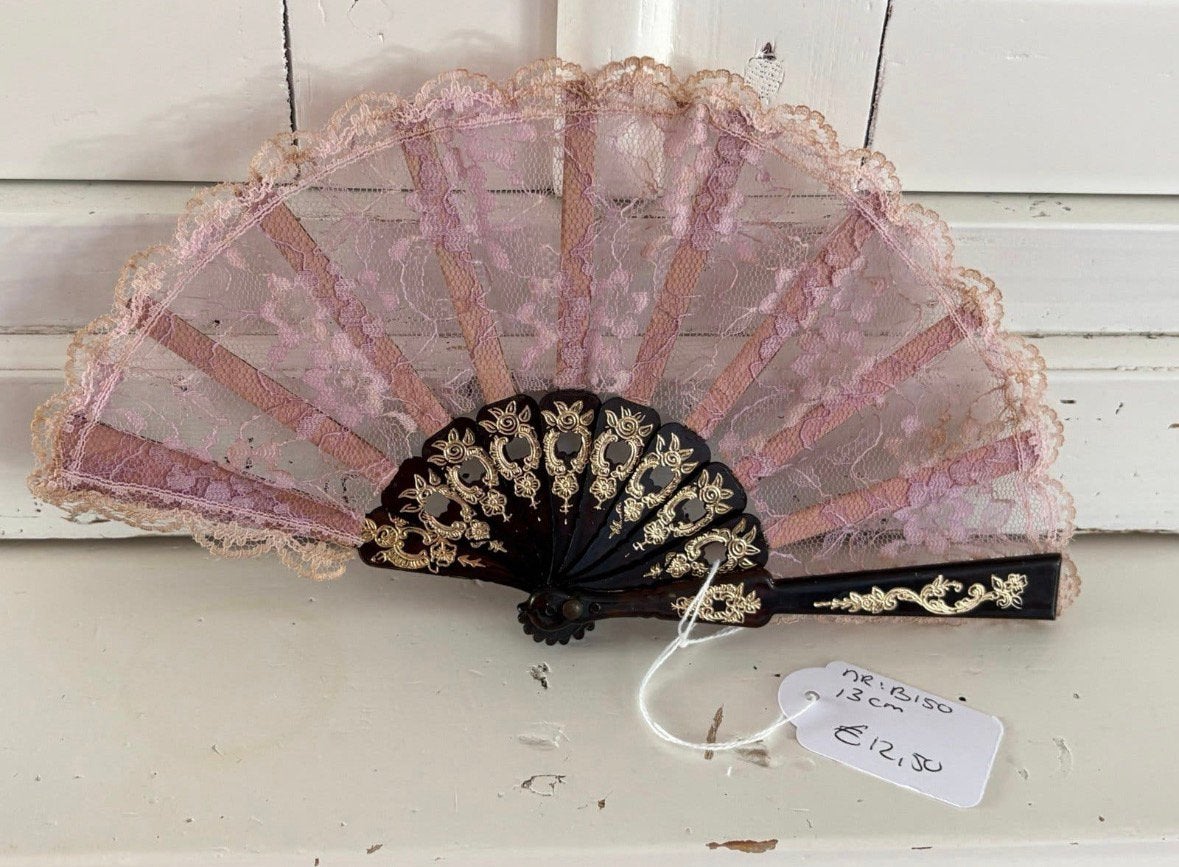 Brocante roze waaier, Ophalen of Verzenden