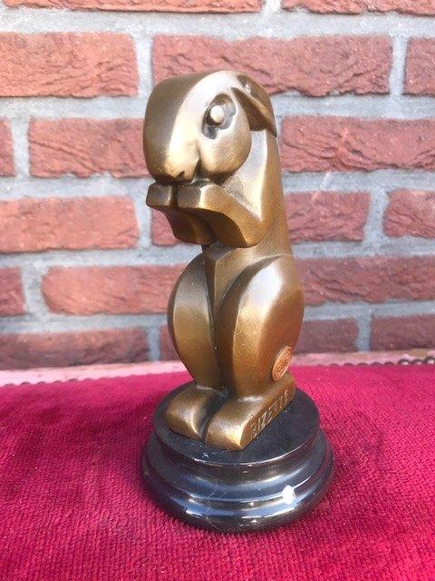 bronzen beeld, gestileerd haasje, Antiek en Kunst, Ophalen of Verzenden, Brons
