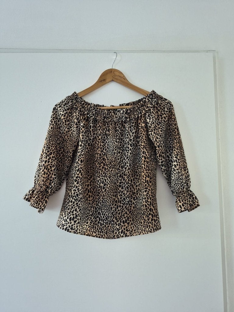Off shoulder top leopard - maat S dames - H&M, H&M, Overige kleuren, Ophalen of Verzenden, Zo goed als nieuw