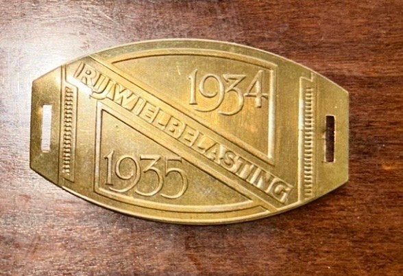 Rijwiel belastingplaatje 1934-35, Ophalen, Gebruikt
