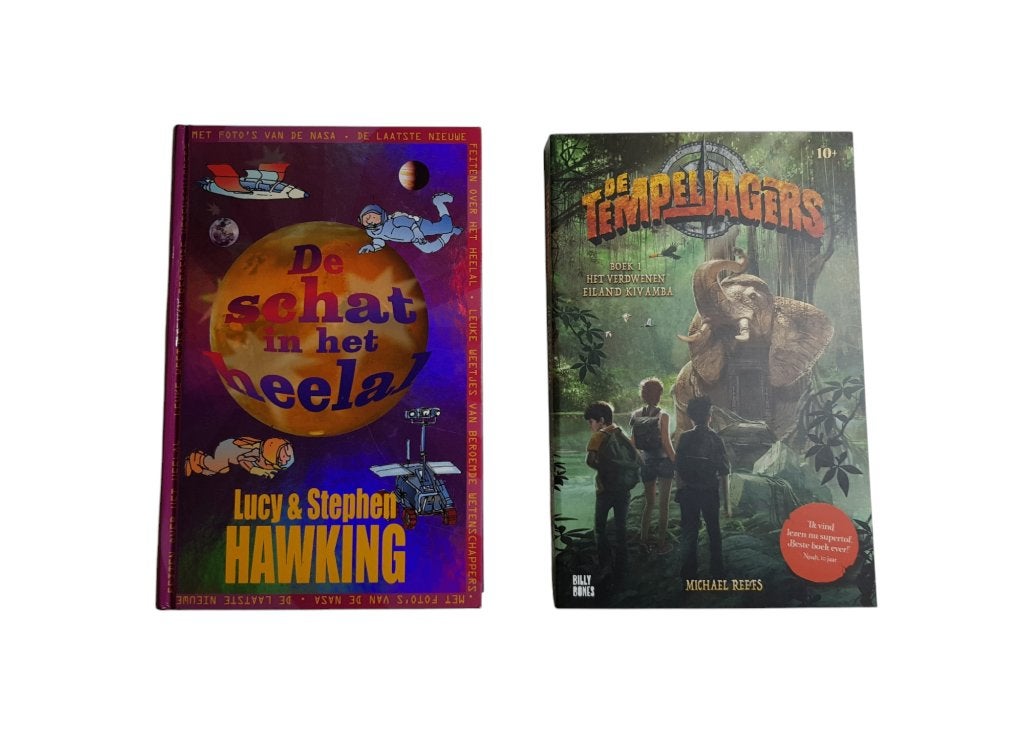 De Tempeljagers- Michael Reefs+ De schat ih heelal- Hawking., Boeken, Verzenden, Zo goed als nieuw, Stephen Hawking