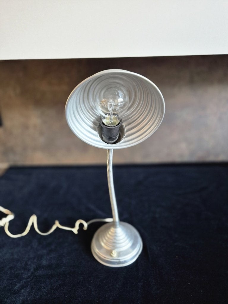 Oude - Bureaulamp - Leeslamp - Aluminium - Buigstang -'50., Ophalen of Verzenden
