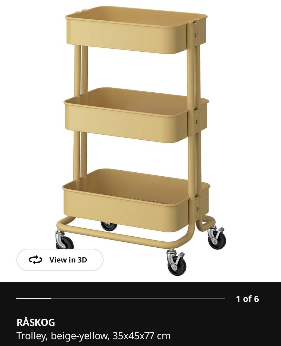 Ikea Raskog trolley beige-geel, 35x45x77 cm, Huis en Inrichting, Ophalen, Zo goed als nieuw