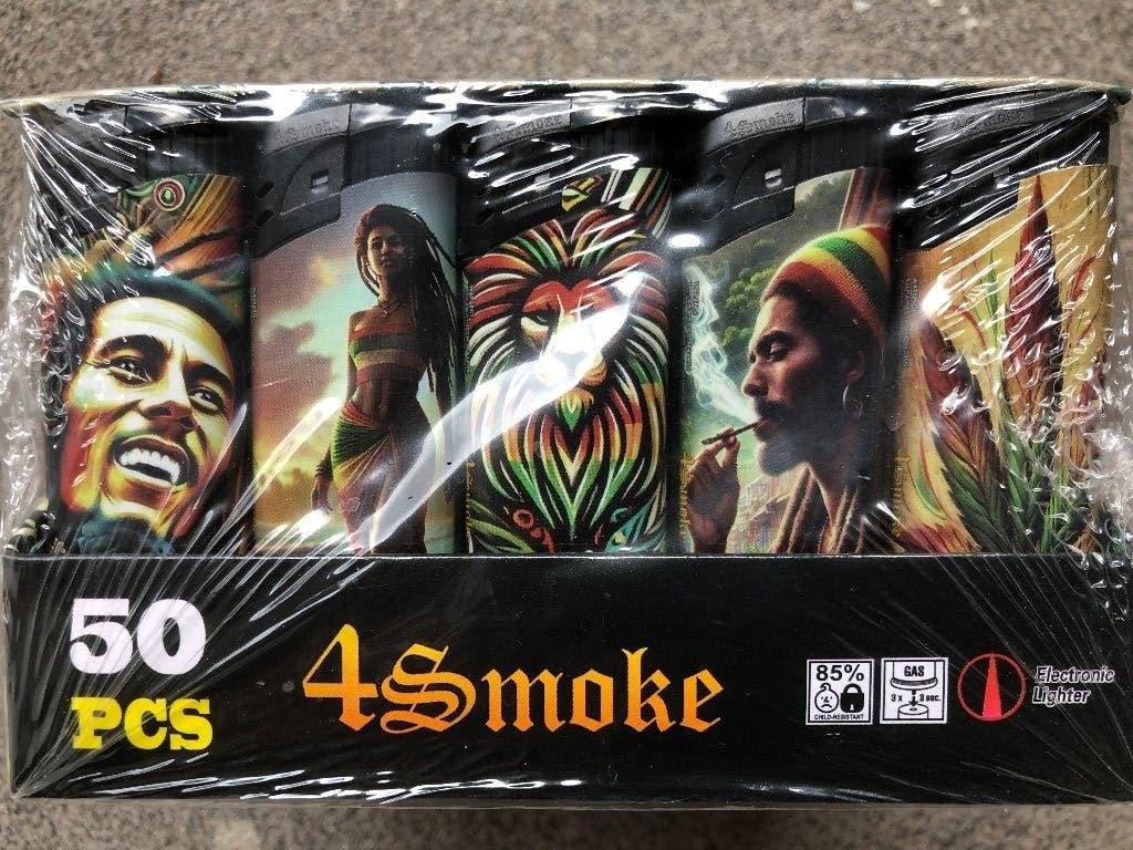 50X Aansteker Bob Marley Rasta Wiet Print klik navulbaar, Ophalen, Nieuw, Aansteker